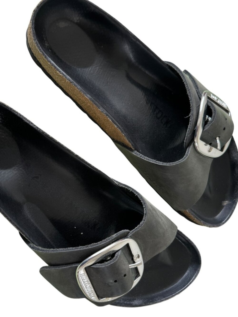 Birkenstock Madrid Big Buckle Black Leather Sandals Size 7